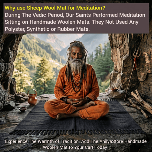 100% Pure Sheep Wool Black Meditation Mat | Premium Sheep Wool | 2.5×2.5 Feet - Image 2